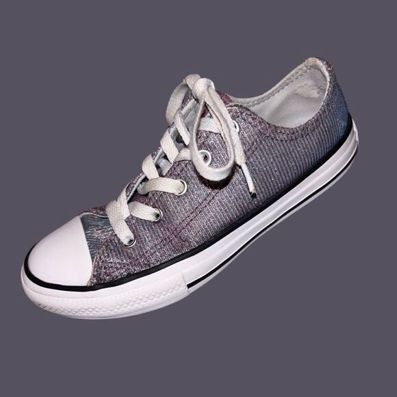 Little Kid Converse CTAS Space Star Ox Silver Glitter Sparkle SNEAKERS Size 13.5 - Picture 7 of 7